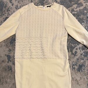 Tibi Cream Long Sleeve Sheath Dress